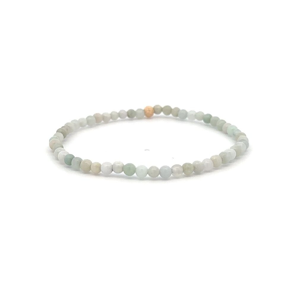 Burmese Jade Mini Beaded Stretch Bracelet with 14K Gold Stardust Accent Bead Han - Picture 4 of 7